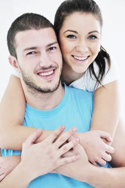 Happy young couple fitness workout and fun — Stock Photo, Image