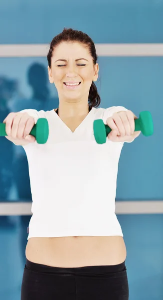 Beaudiful Young Woman Fitness Workout Weights Sport Club — Stock Photo, Image