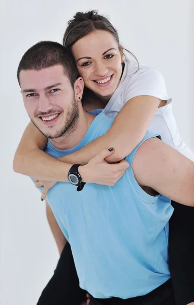 Gelukkige Jonge Paar Fitnesstraining Plezier Sport Sportschool Club — Stockfoto