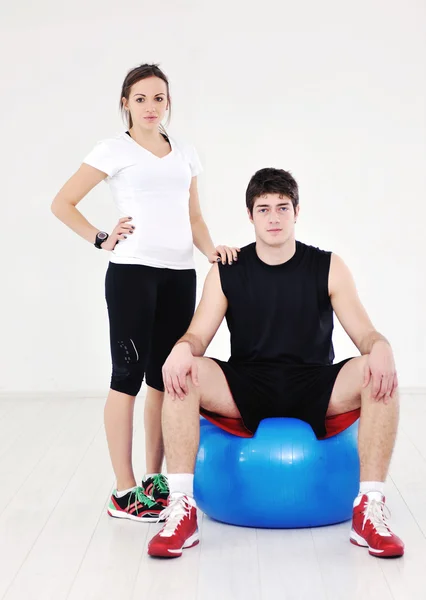Glückliches Junges Paar Fitness Workout Und Spaß Turnverein — Stockfoto
