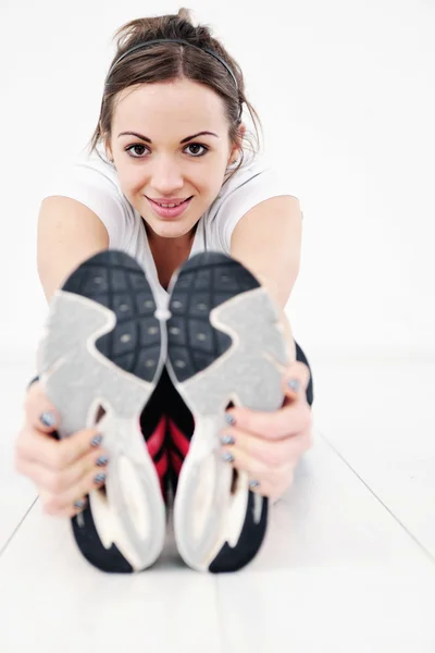 Schöne Junge Frau Fitness Workout Mit Gewichten Sportverein — Stockfoto