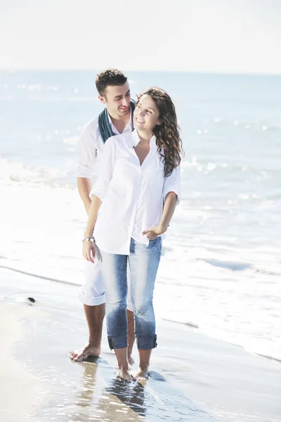 Happy Young Couple White Clothing Have Romantic Recreation Fun Beautiful — Stock Photo, Image