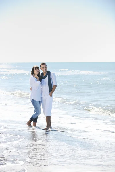 Felice Giovane Coppia Abbigliamento Bianco Hanno Ricreazione Romantica Divertimento Bella — Foto Stock