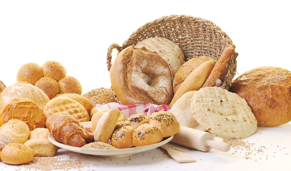 Fresh Healthy Natural Bread Food Group Studio Table Stock Photo