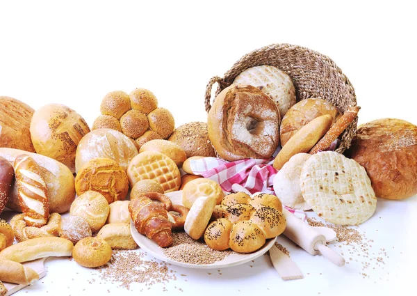 Grupo Alimentos Frescos Saudáveis Pão Natural Estúdio Mesa — Fotografia de Stock