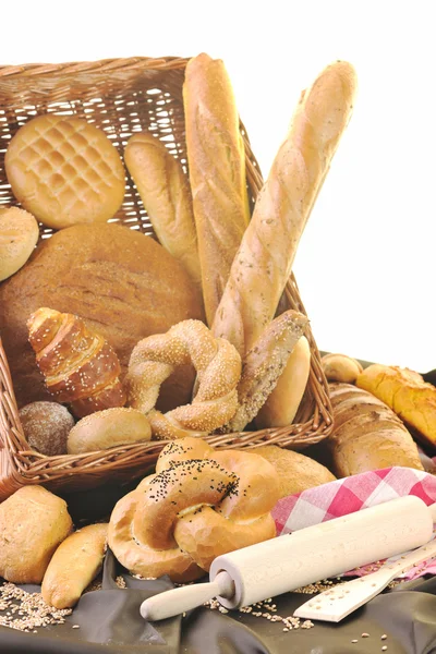 Čerstvý Chléb Zdravých Přírodních Potravin Skupina Studiu Stole — Stock fotografie