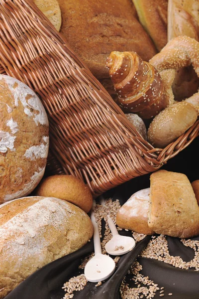 Grupo de alimentos frescos pão — Fotografia de Stock