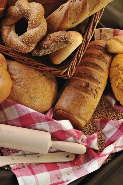 Friss kenyér élelmiszer-csoport — Stock Fotó