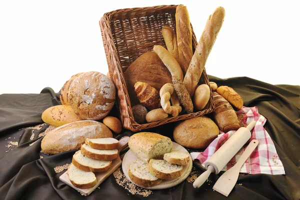Fresh Healthy Natural Bread Food Group Studio Table — Stock Photo, Image