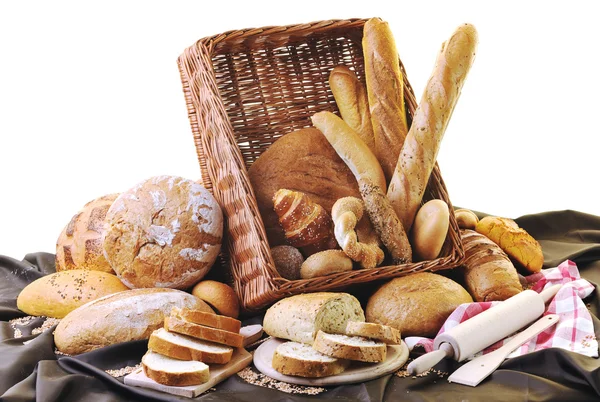 Fresh Healthy Natural Bread Food Group Studio Table — Stock Photo, Image