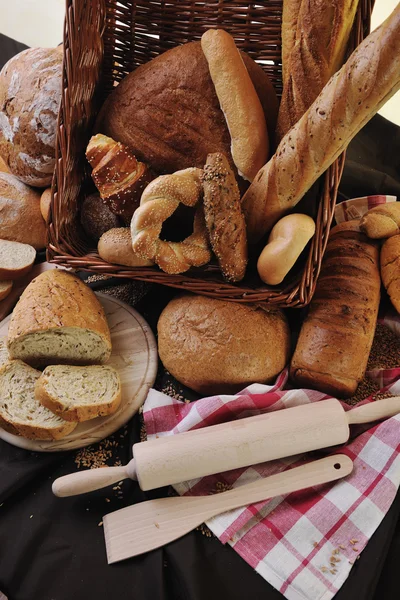 Grupo de alimentos de pan fresco —  Fotos de Stock