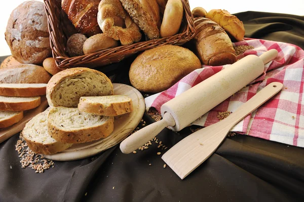 Grupo de alimentos frescos pão — Fotografia de Stock