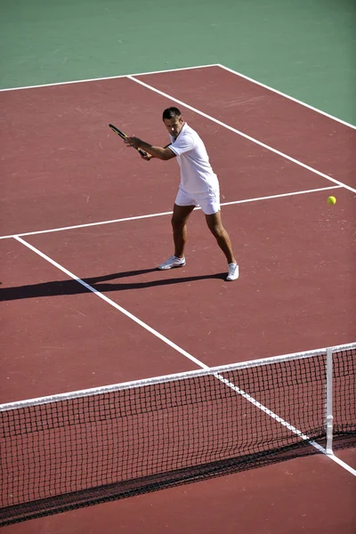 테니스 오렌지 테니스 필드에 아침에 — 스톡 사진