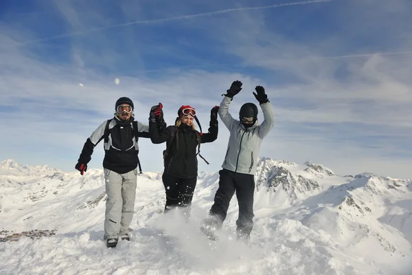 Gruppo sulla neve nella stagione invernale — Foto Stock