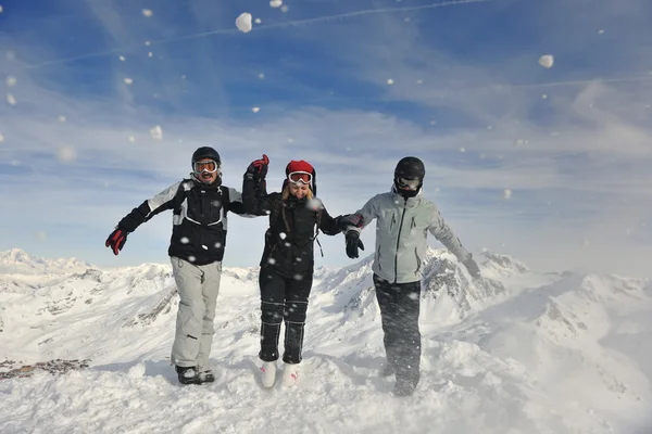 Grupa na śniegu w sezonie zimowym — Zdjęcie stockowe