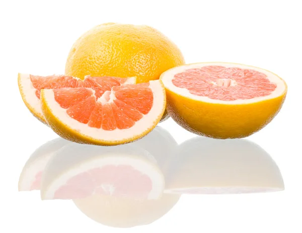 Red grapefruits with reflection — Zdjęcie stockowe
