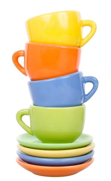 Pyramid from multicolored cups — Stock Photo, Image