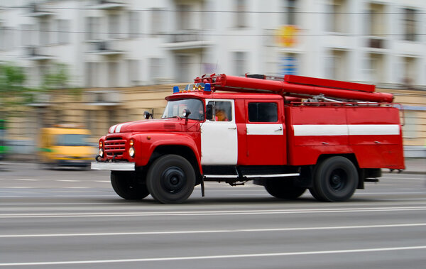Fire-engine in motion