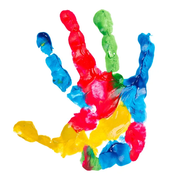 Color niño impresión de la mano — Foto de Stock