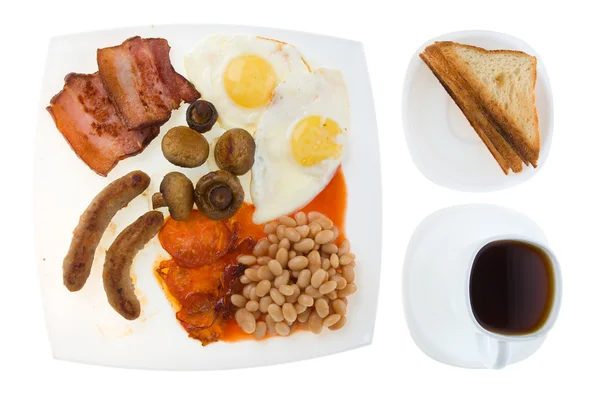 Englisches Frühstück mit Tasse Kaffee — Stockfoto