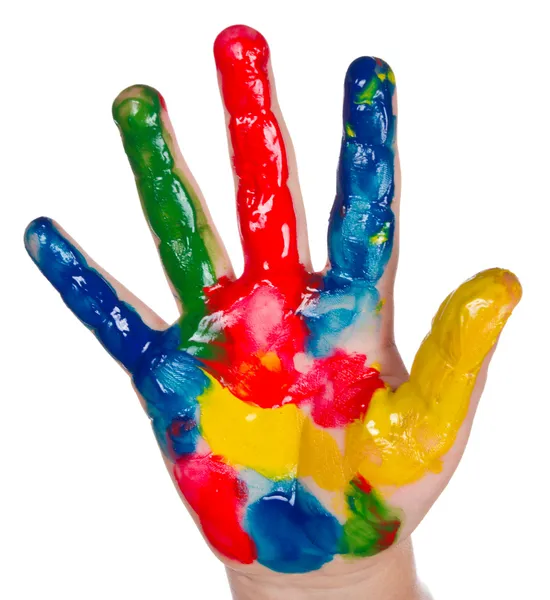 Painted child hand — Stock Photo, Image