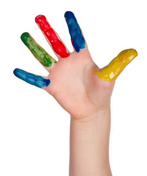Målade barn hand — Stockfoto