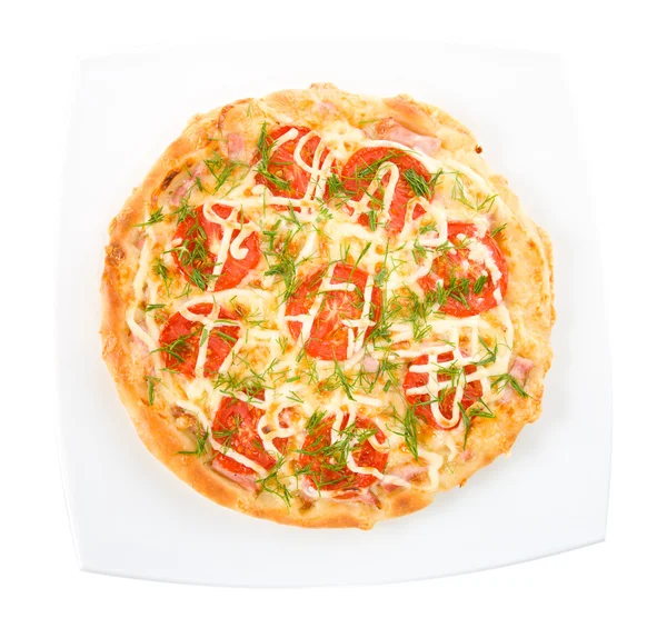 Πίτσα στο πιάτο — Φωτογραφία Αρχείου