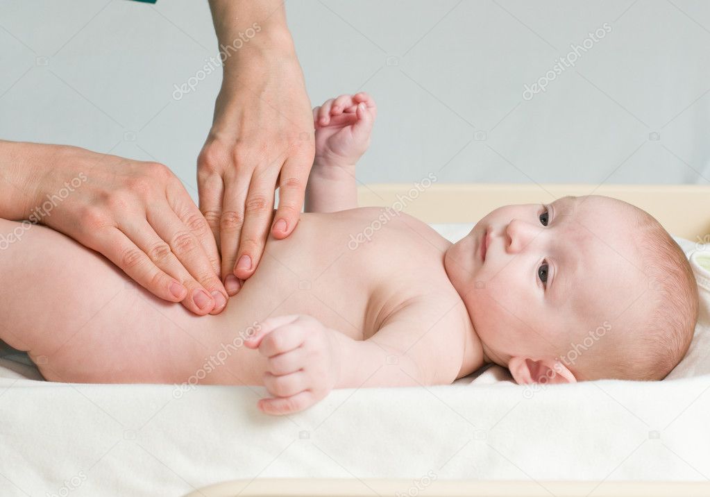 Massaging baby