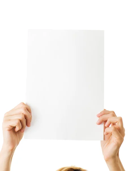 空白纸张的女人 — 图库照片