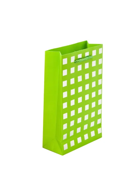 Green shopping bags on white isolated background. — Stock Photo, Image