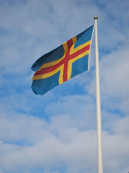 Az Åland-szigetek zászlaja — Stock Fotó