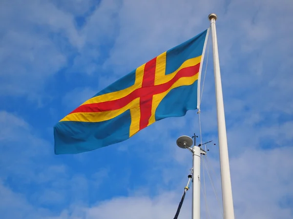奥兰群岛的旗帜 — 图库照片