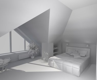 Interior model in white colour clipart