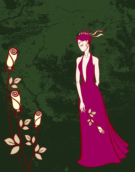 Стилизованное изображение девушки на гранжевом фоне — стоковый вектор