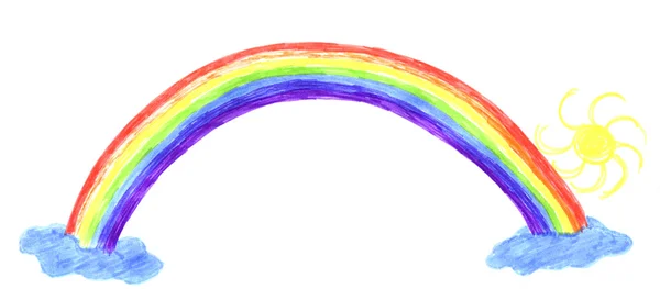 Rainbow, kids drawing — Stock Photo, Image