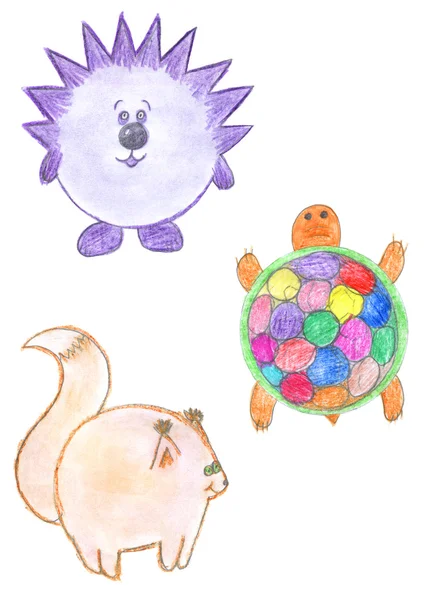 Runde lustige Tiere, Zeichnung — Stockfoto