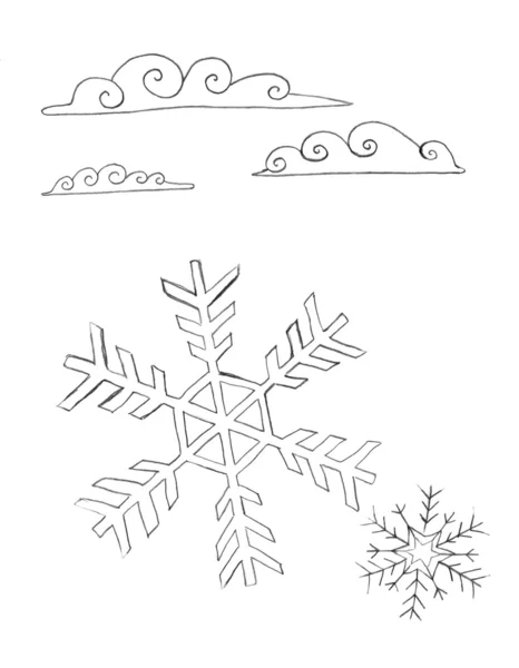 Nuage, neige, icône météo dessin — Photo