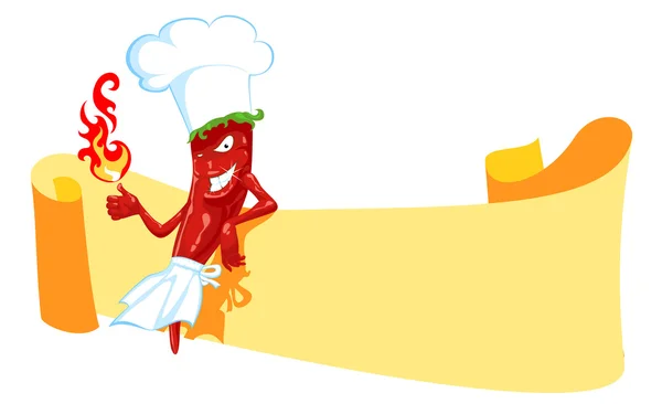 Chili chef et bannière — Image vectorielle