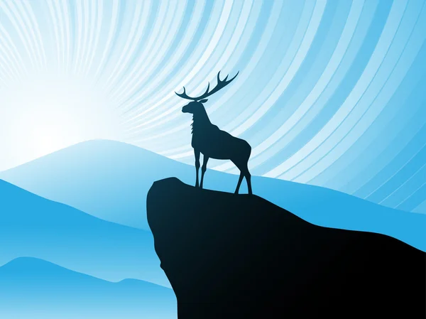Deer on mountain — Stock Vector