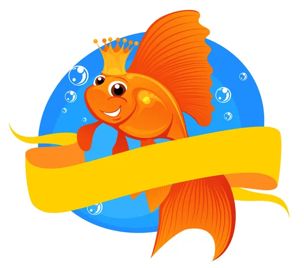 Peixe-dourado e bandeira — Vetor de Stock
