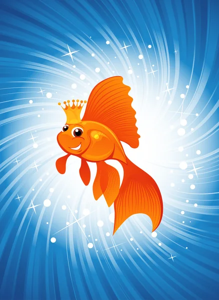 Золота рибка на блискучому синьому Стокова Ілюстрація
