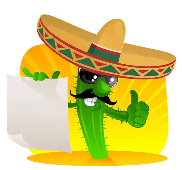 Cactus mexicano con pergamino — Vector de stock