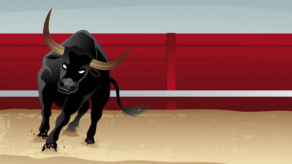 Toro en corrida de toros — Vector de stock