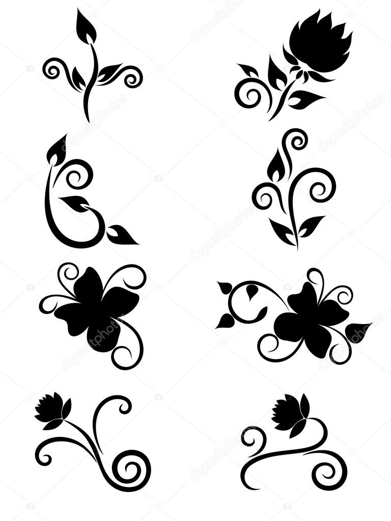 Set of floral element for design
