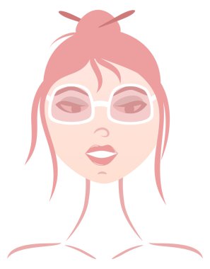 Girl in pink glasses clipart