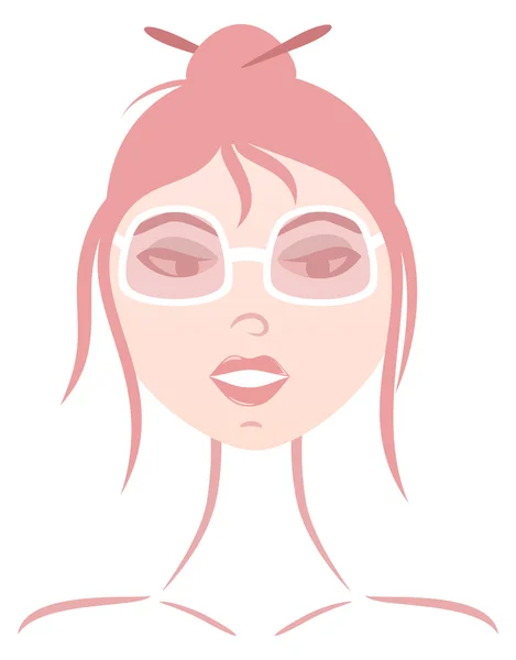 Fille en lunettes roses — Image vectorielle