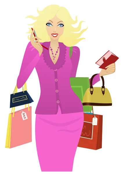 stock vector Stylish girl shopping