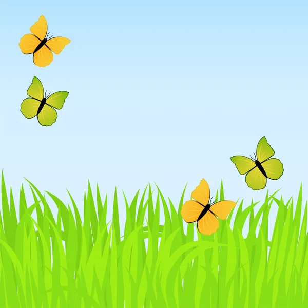 Fundo de primavera com borboletas —  Vetores de Stock