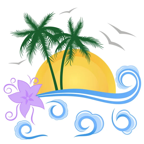 Paysage tropical estival — Image vectorielle