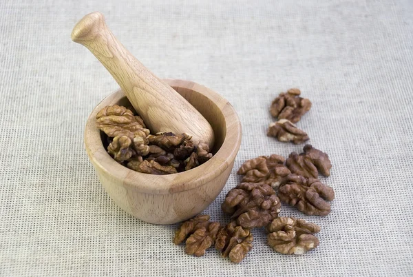 stock image Mortar with walnuts